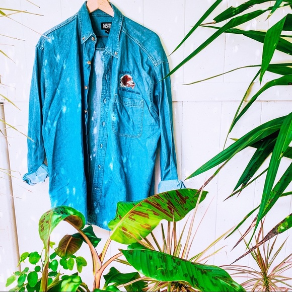 VINTAGE vsco 90s chambray hunting button up popover - Picture 9 of 9